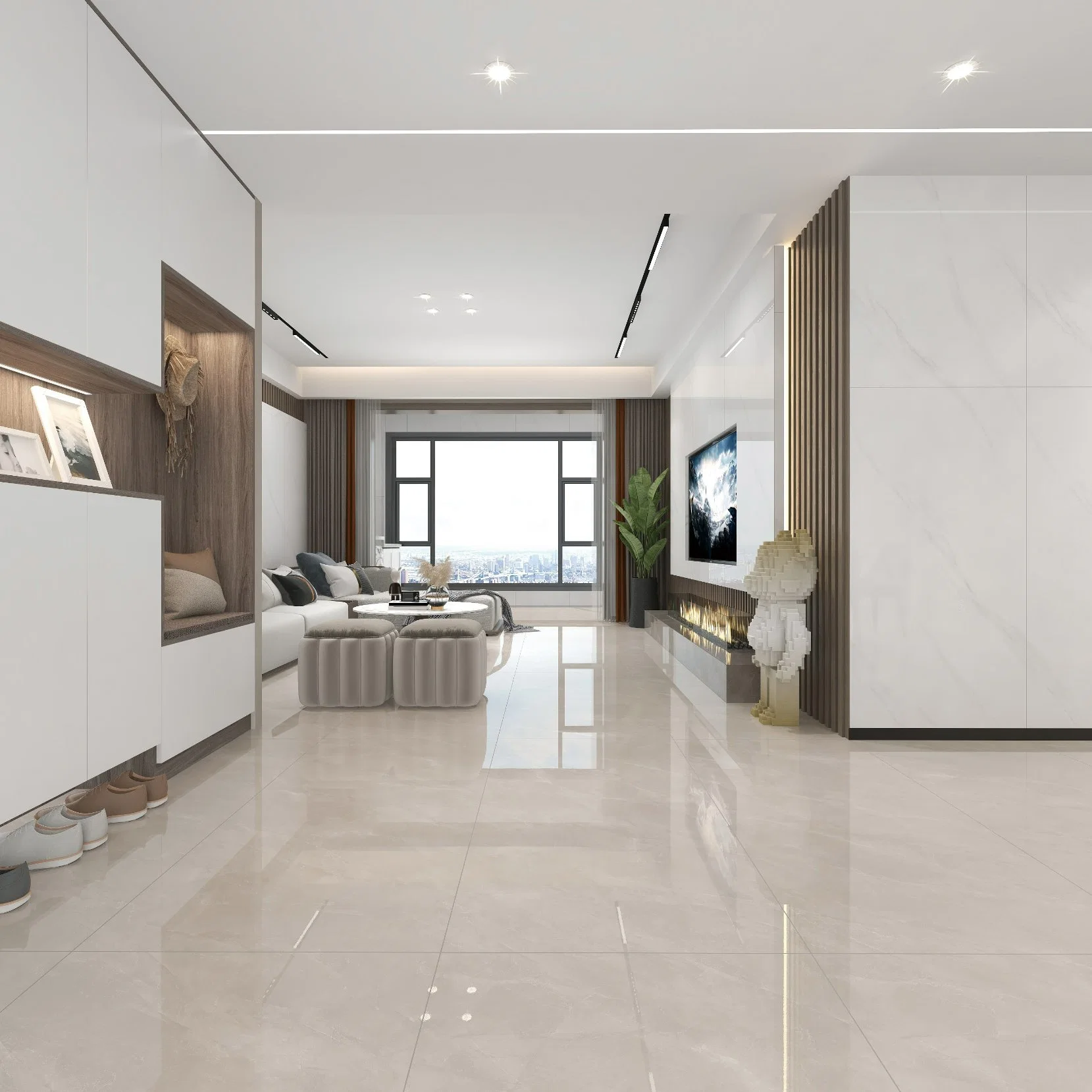 First Choice Quality Gray Beige Marble Full Polished Glossy Glazed Porcelain Floor Tiles