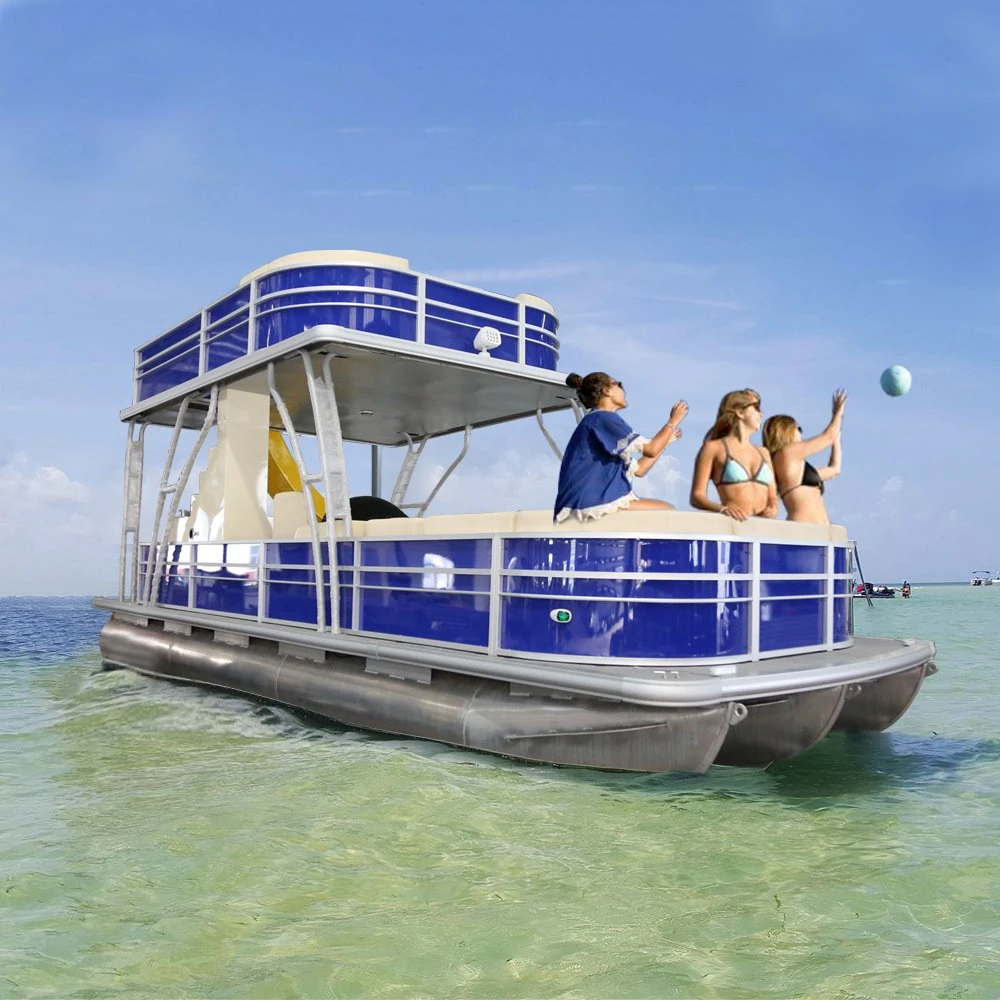 2023 Ecocampor année de nouveaux modèles 20FT simples en aluminium bateau ponton Decker avec moteur électrique pour la vente