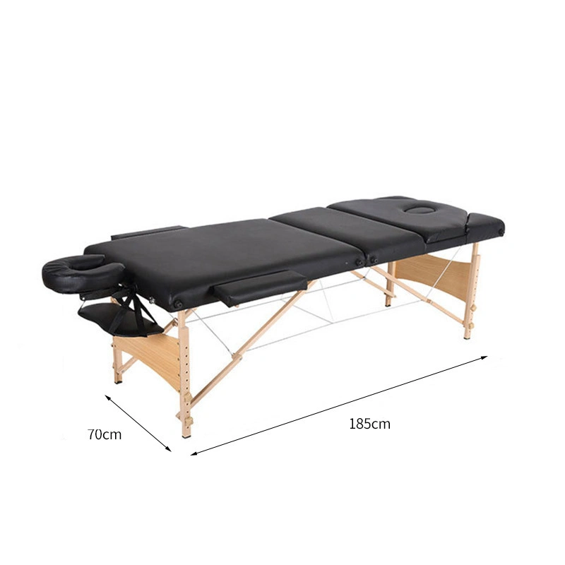 Hot Selling Foldable 3 sections lit de massage en bois coin rond Meubles en cuir Table pour Beauté, salon (ZG28-006)