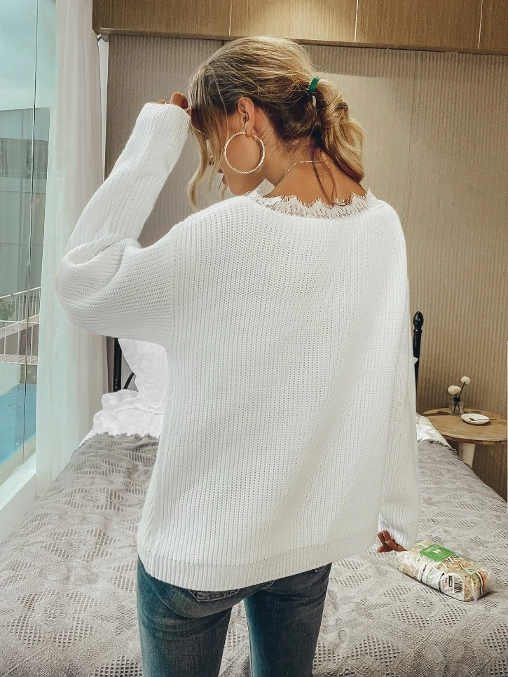 Womens Oversized Color Block Sweater Long Sleeve Knitted Loose Jumpers Casual Tops Pullovers