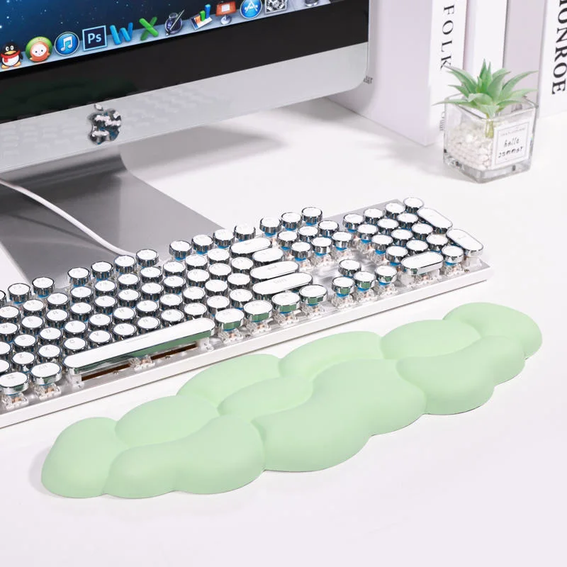 Green Clouds Soft Foam Keyboard Pad Girls Office Large Mouse Pad Boys Game Table Pad Wrist Rest