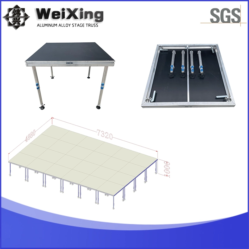 USINE DE Weixing DE 4 PI*4 PI Vente directe aluminium Custom Wedding Performance réglable Scène équipement extérieur portable concert Stage