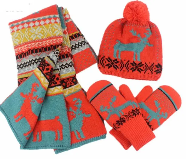 Acrylic Jacquard Knitted Winter OEM Wholesale/Supplier Warm Christmas Hat Scarf Glove Set