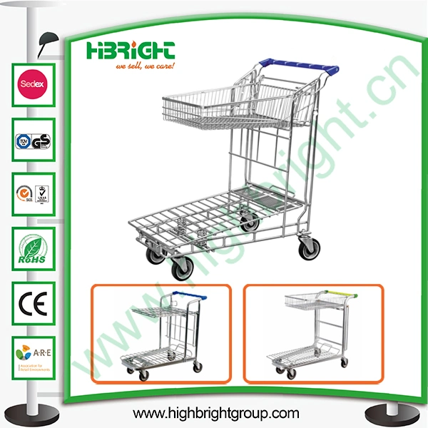 Carrito de almacén de dos niveles con tableta