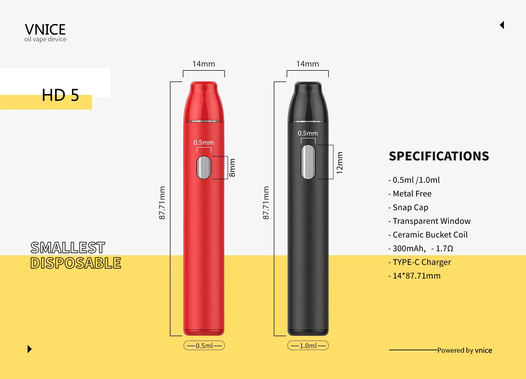2022 Popular Newest Vape Pen 300mAh Typ-C Pod for Thick Oil. 5ml/1ml E Cigarette