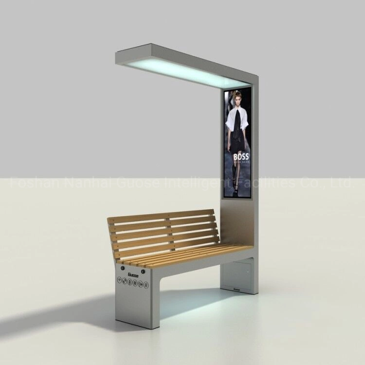 Novo Intelligent Solar Power Smart Bench Garden, Bus Shelter, cadeira pública ao ar livre