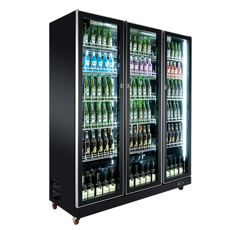 Vertical Drinks Glass Door Display Chiller Cooler Showcase Refrigerator