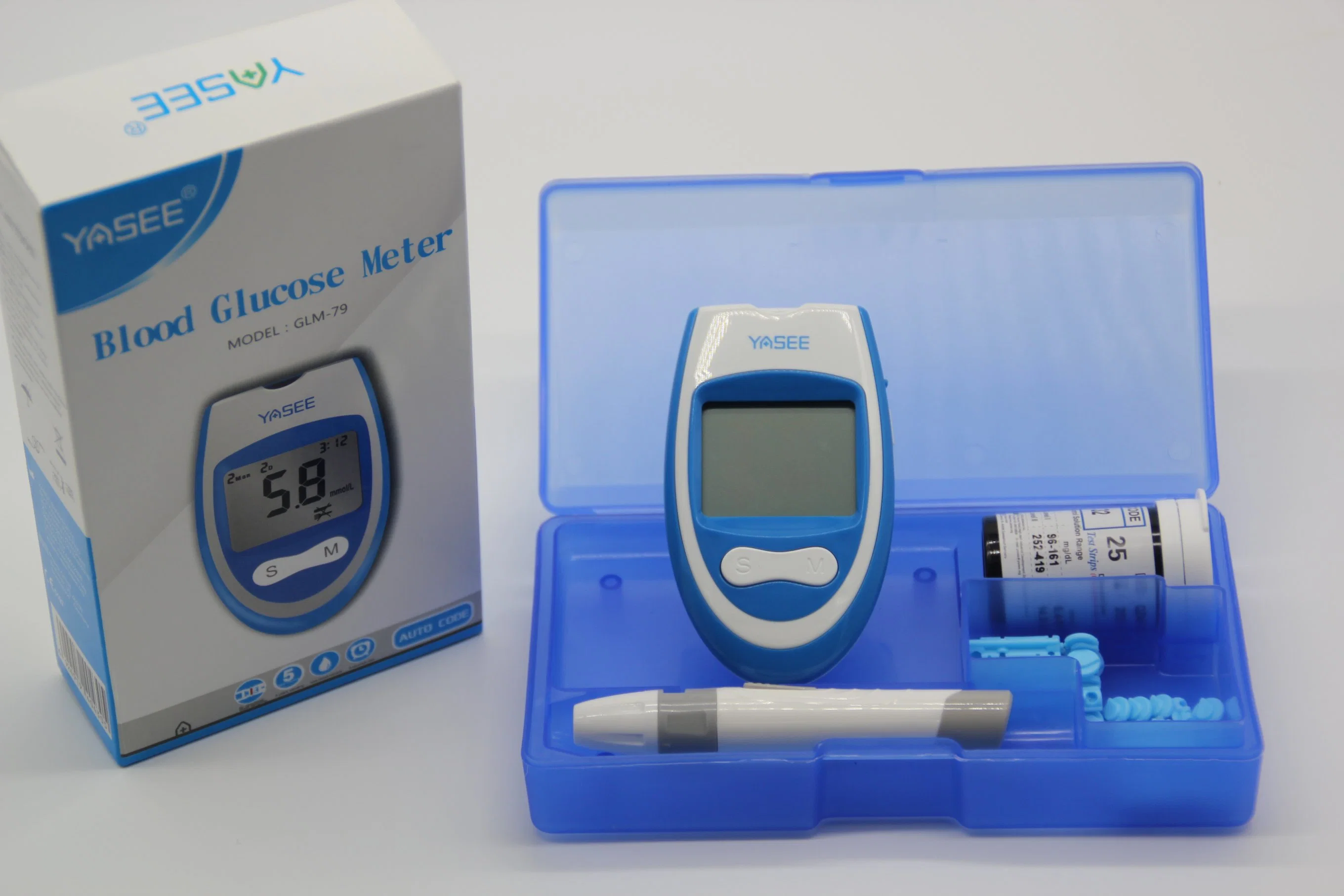 Design Digital Fácil Glucometer Sangue, medidor de glicose tiras de teste em 1 Set com preço barato