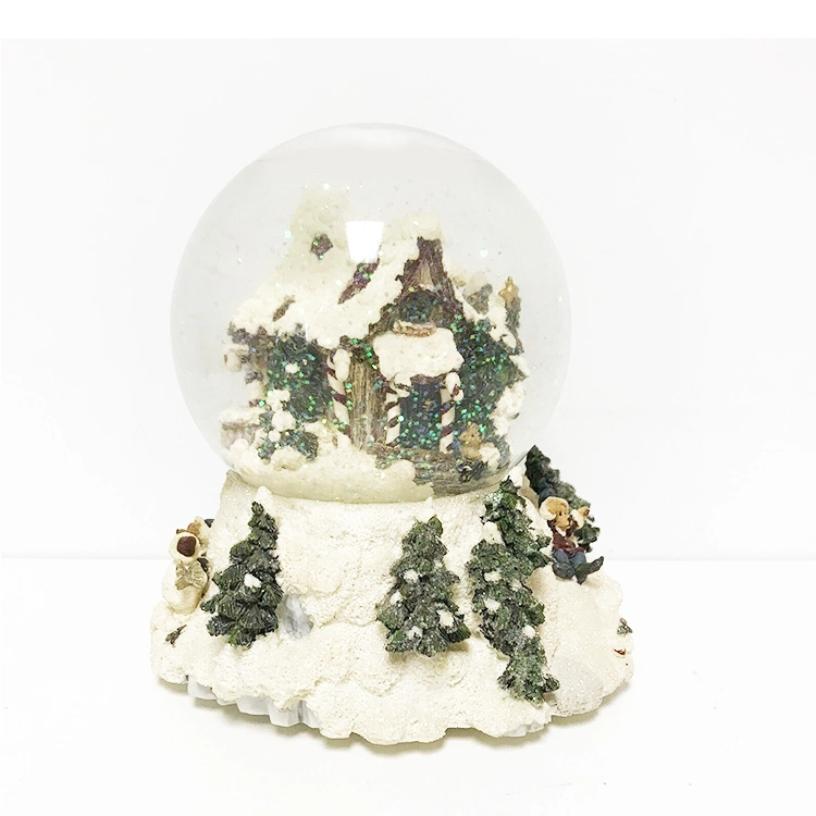 Resina de alta calidad personalizado recuerdos de la casa de Navidad bola de cristal Snowglobe