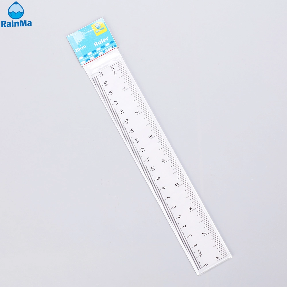 Custom Logo 20cm Transparent Plastic Ruler for Stationery Promotion