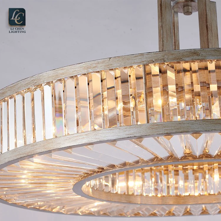 Hotel Villa Restaurant Iron Frame Crystal LED Pendant Lamp