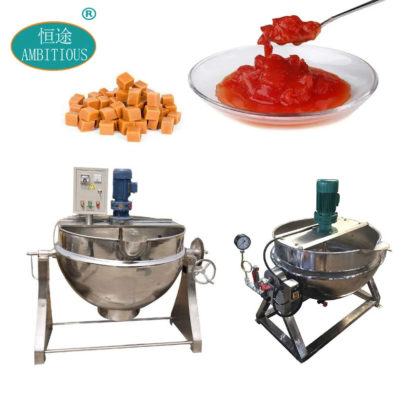 Máquina de hacer la salsa comercial Industrical Cocina cocinar hervidor doble vapor revestido hervidor de agua con el agitador