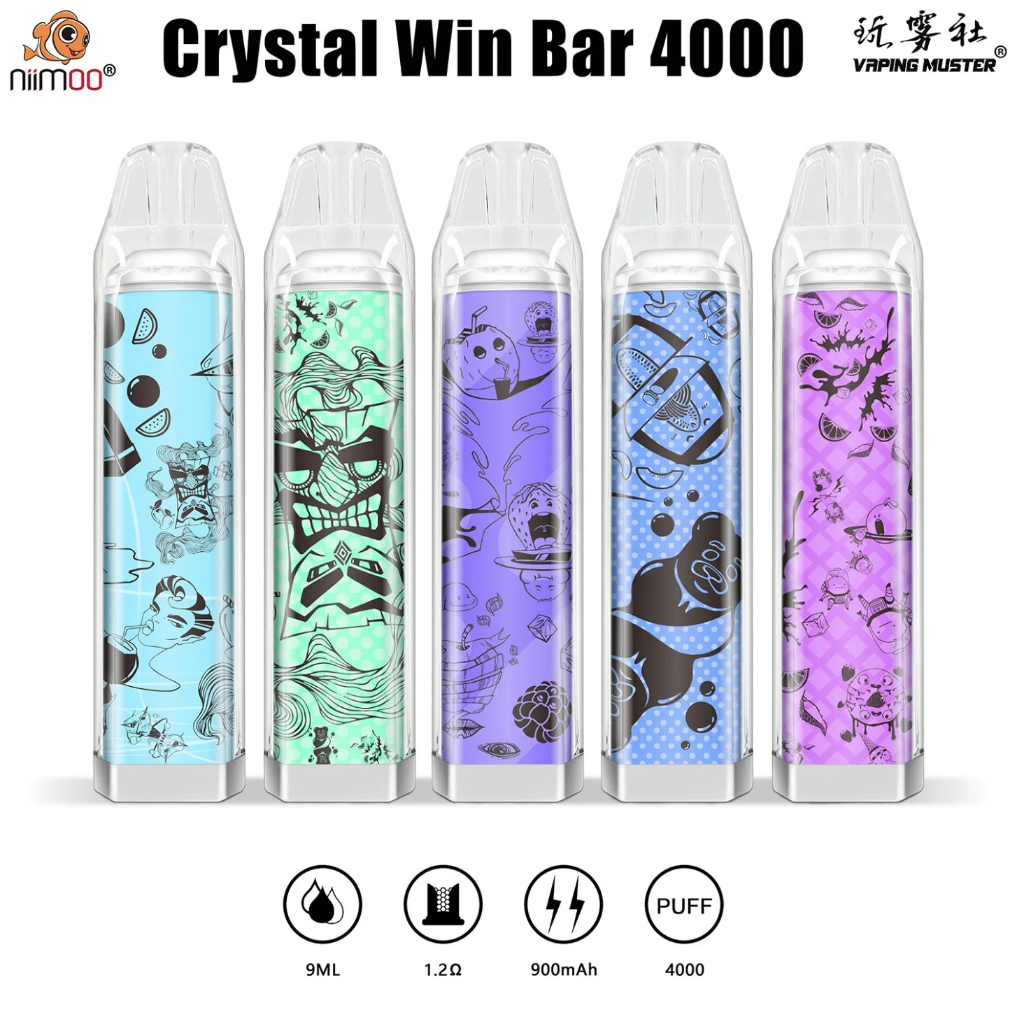 OEM/ODM Crystal Win Bar 4000 saveur de fruits 4 000 puffs 9 ml Vape jetable