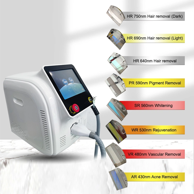 Laser Hair Removal Machine Double Handle Opt E-Light IPL High Power Skin Rejuvenation Permanent Hair Removal Device