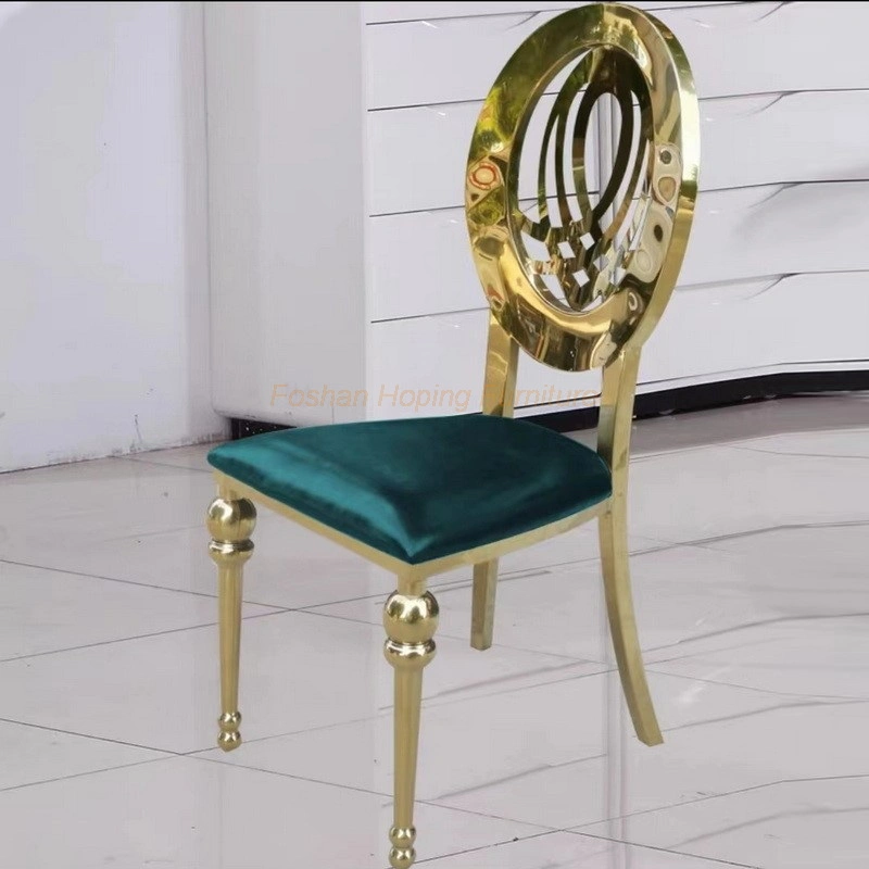 Vente en gros Antique ball jambes Gold en acier inoxydable Phoenix chaise événement Promotion du mobilier de mariage, restaurant extérieur, chaise de table blanche