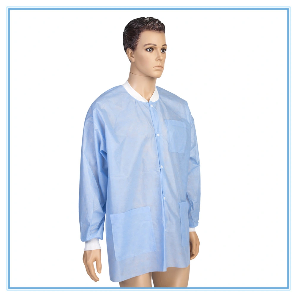 Disposable Consumables Supplies Fluid-Resistant Isolation Gown Kids Disposable White Lab Coats for Children with Zipper Closure