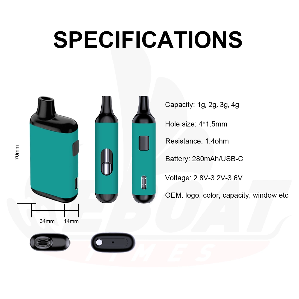 Pod System Box leer Mod Einweg Vape Pen 2,0ml Verdampfer Carts Vorwärmung E Zigarette