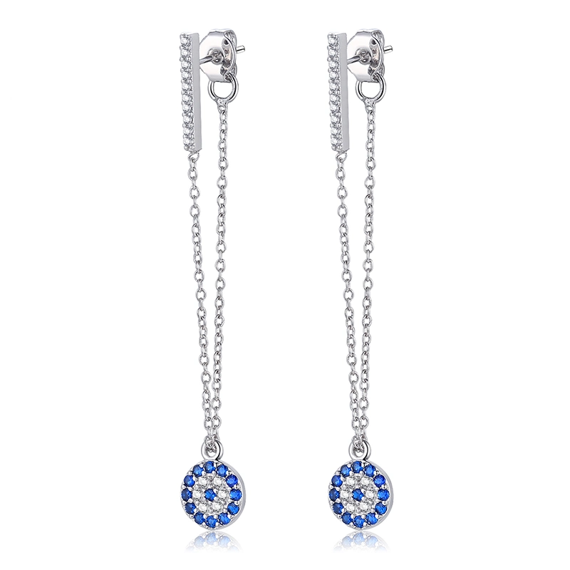 Bijoux de mode en gros Boucle d'oreille œil maléfique en argent 925 avec CZ coloré pour femme.