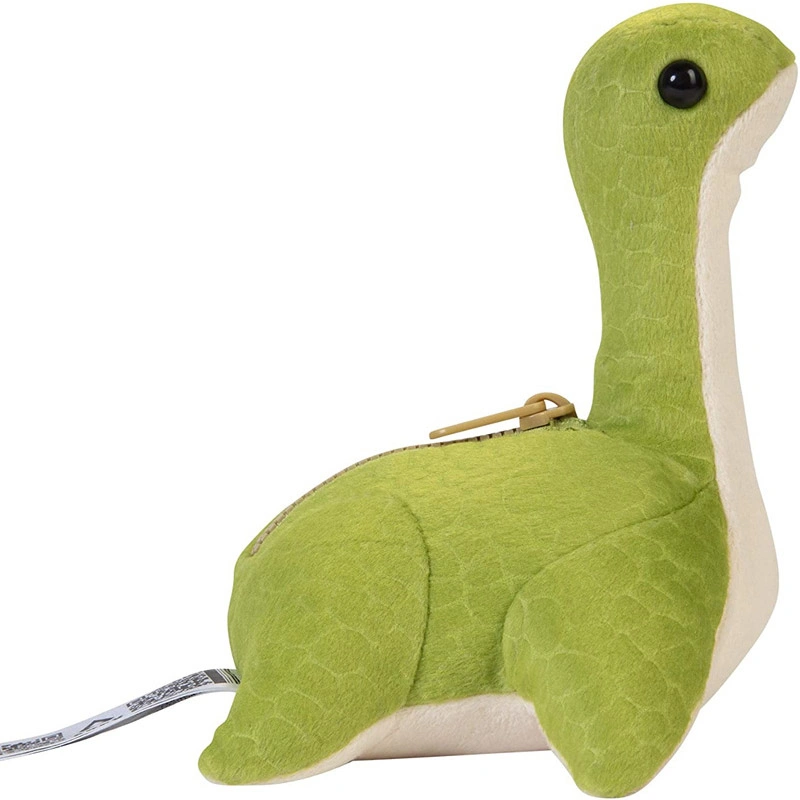 Customized 15cm Green Dinosaur with Zipper Soft Plush Toy Promotional Gift Items