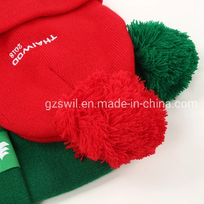 Fashion Exhibition Decoration Acrylic Fabric Promotion Knitted Hats with Ball