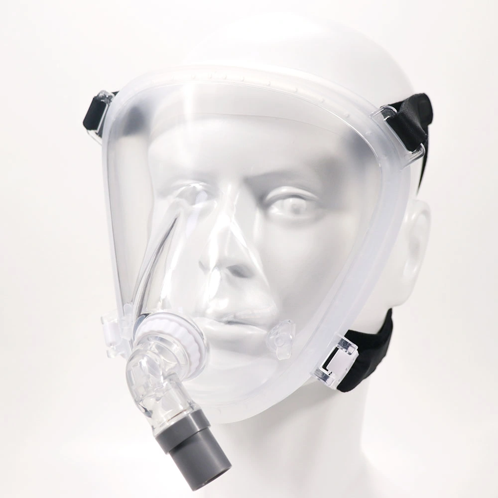 Medical Transparent Full Face Silicone Plastic Oxygen Resuscitation Mask with Headgear Circuit