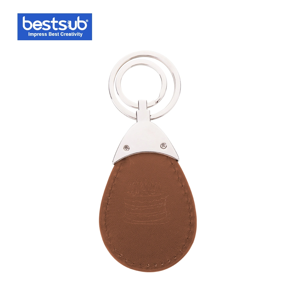 Bestsub Promotional PU Leather Keychain Gift (Water drop, Brown)