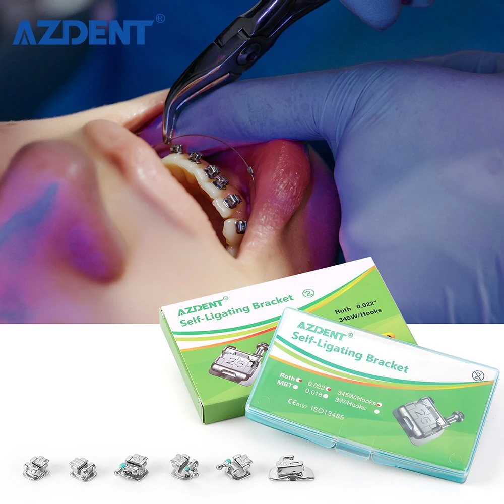 Azdent Dental Material Roth. 022 with 3-4-5 Hooks Metal Self Ligating Brackets