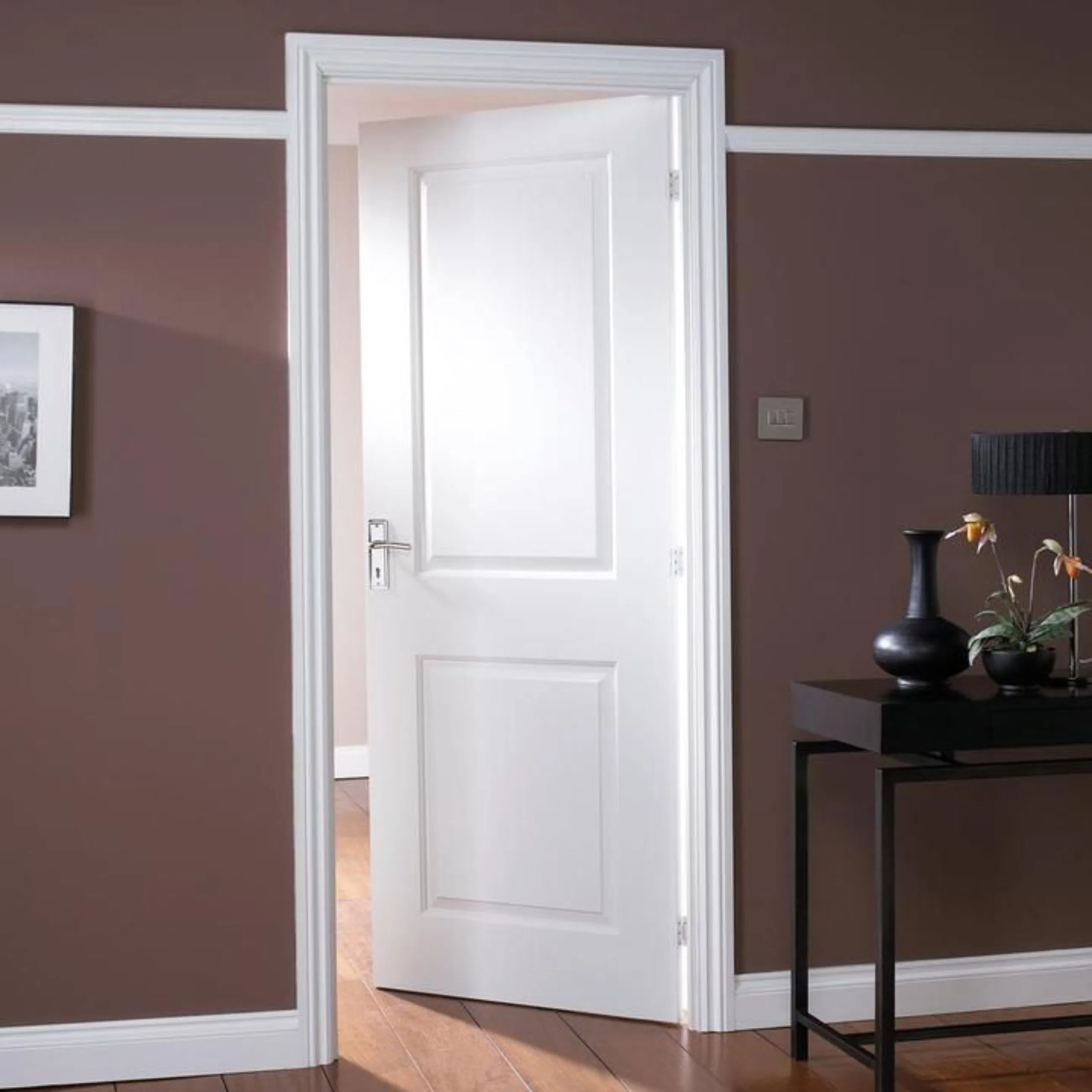 White Paint Prehung Hollow Core Interior HDF Moulded Doors for House