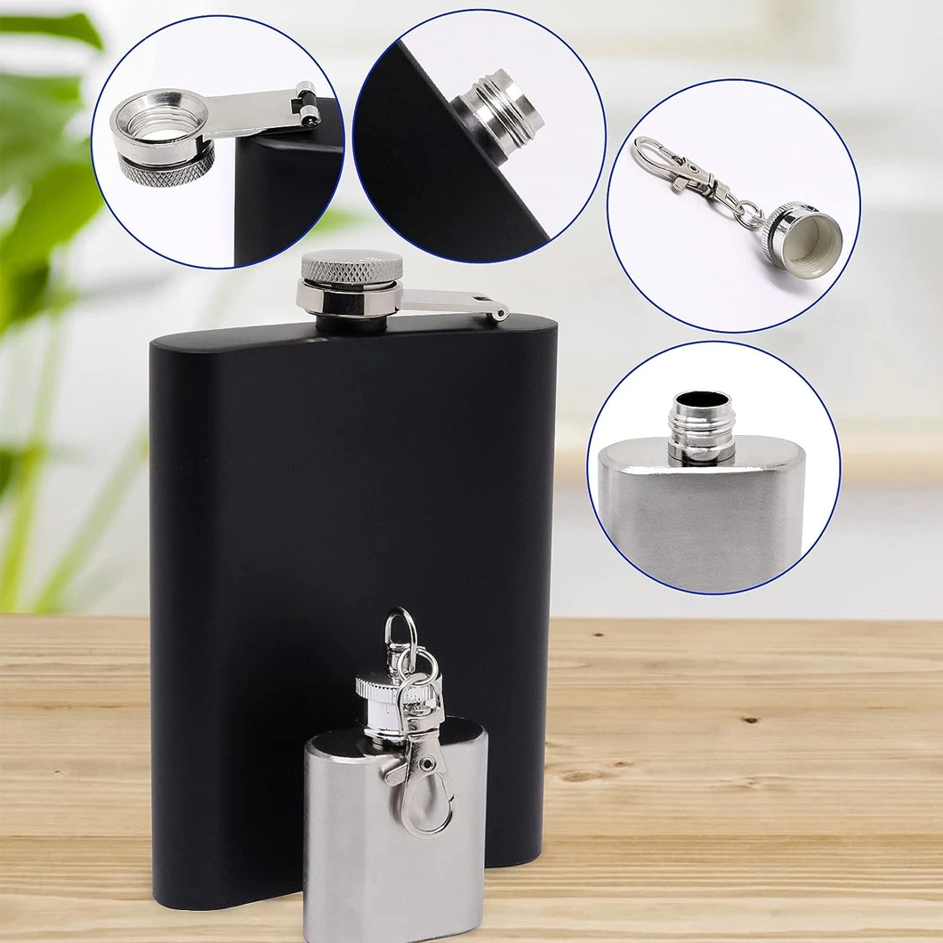 Pocket Liquor Flask Set 8 Oz Hip Flask, Stainless Steel Flasks for Liquor for Men & Women