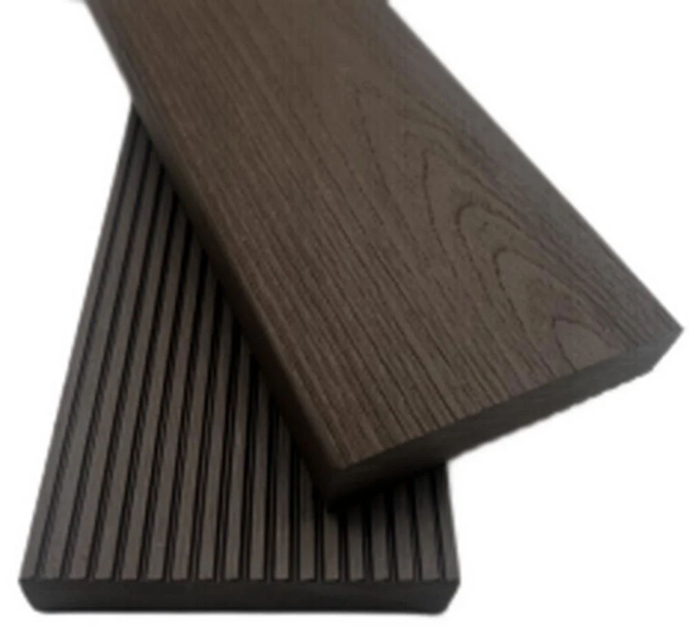 Extruir WPC PVC sólido exterior Decking Embossed Madera exterior Deck Tabla impermeable