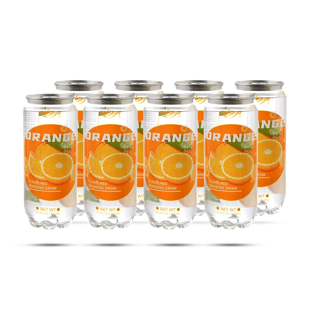 OEM- Pet Thin Bottle 350ml Fresh Orange Fruit Flavor with Bubbles Transparent Carbonated Beverage