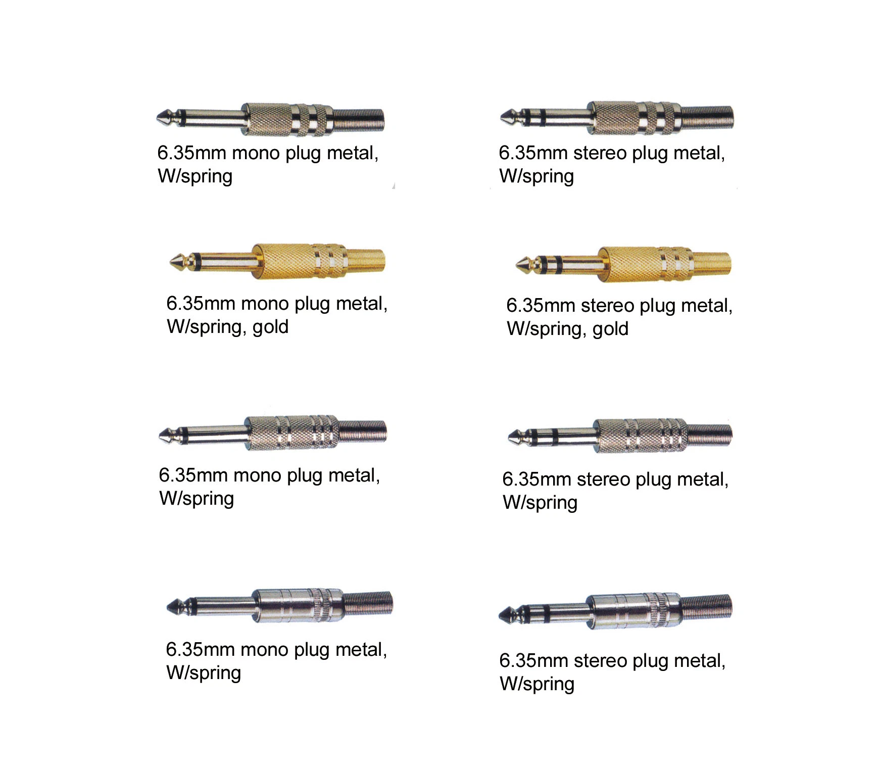 Audio and Video Connector-6.35mm Mono Stereo Metal Plug