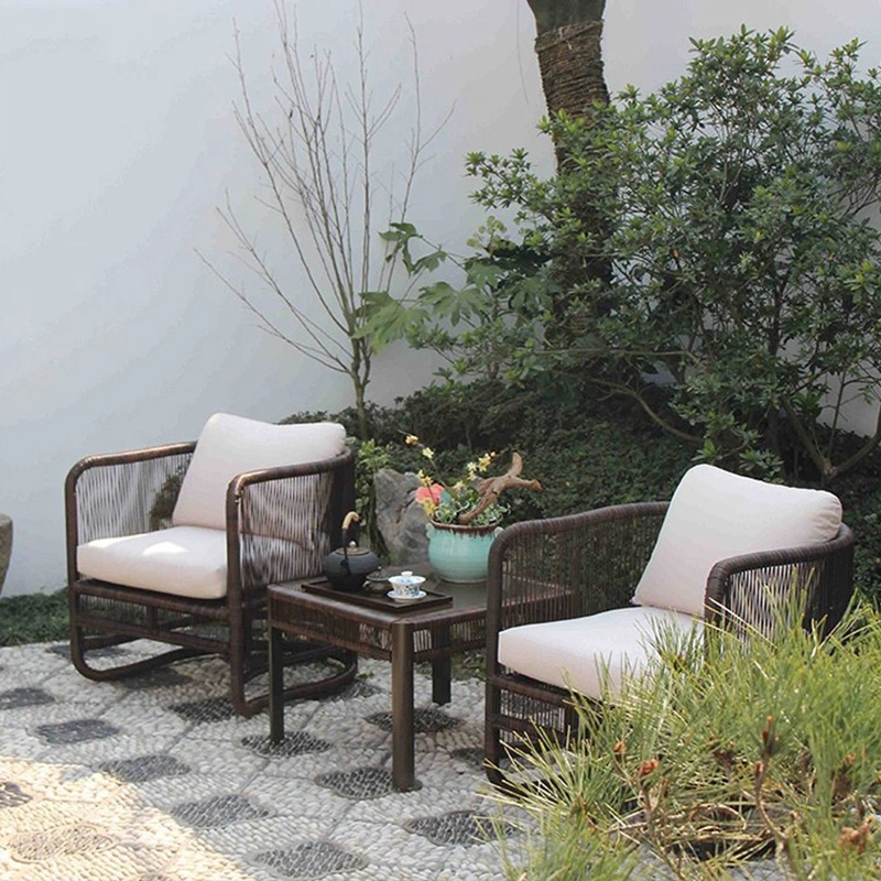 Rattan Weaving Creative New Chinese Style Imitation Rattan Outdoor Furniture Set