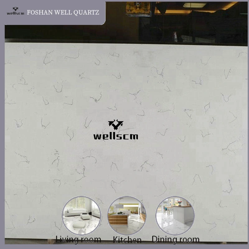 Weißer Quarzstein mit natürlichen grauen Adern Calacatta Slab Arbeitsplatte Quartz Stone Top Esstische