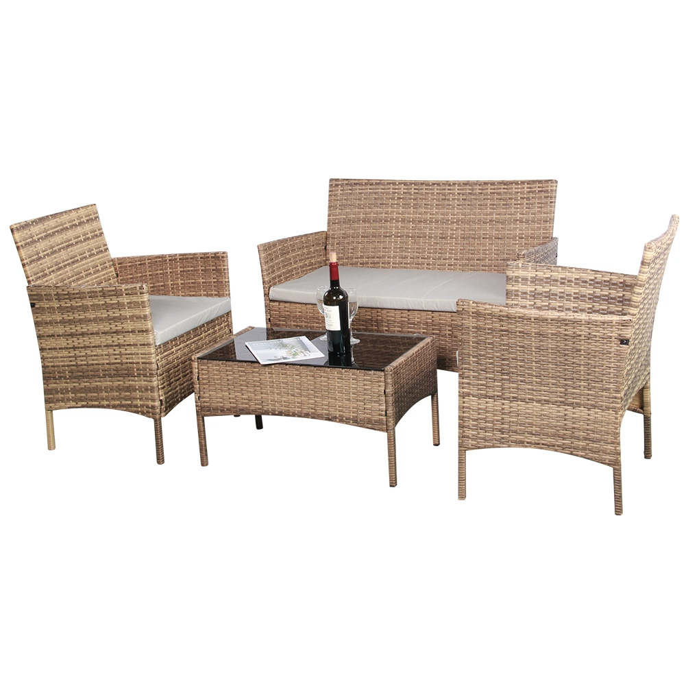 Conjunto de 4 peças de jardim Best Saller Plastic Whicker Sofa Set Móveis de ratã Pátio móveis de ratã