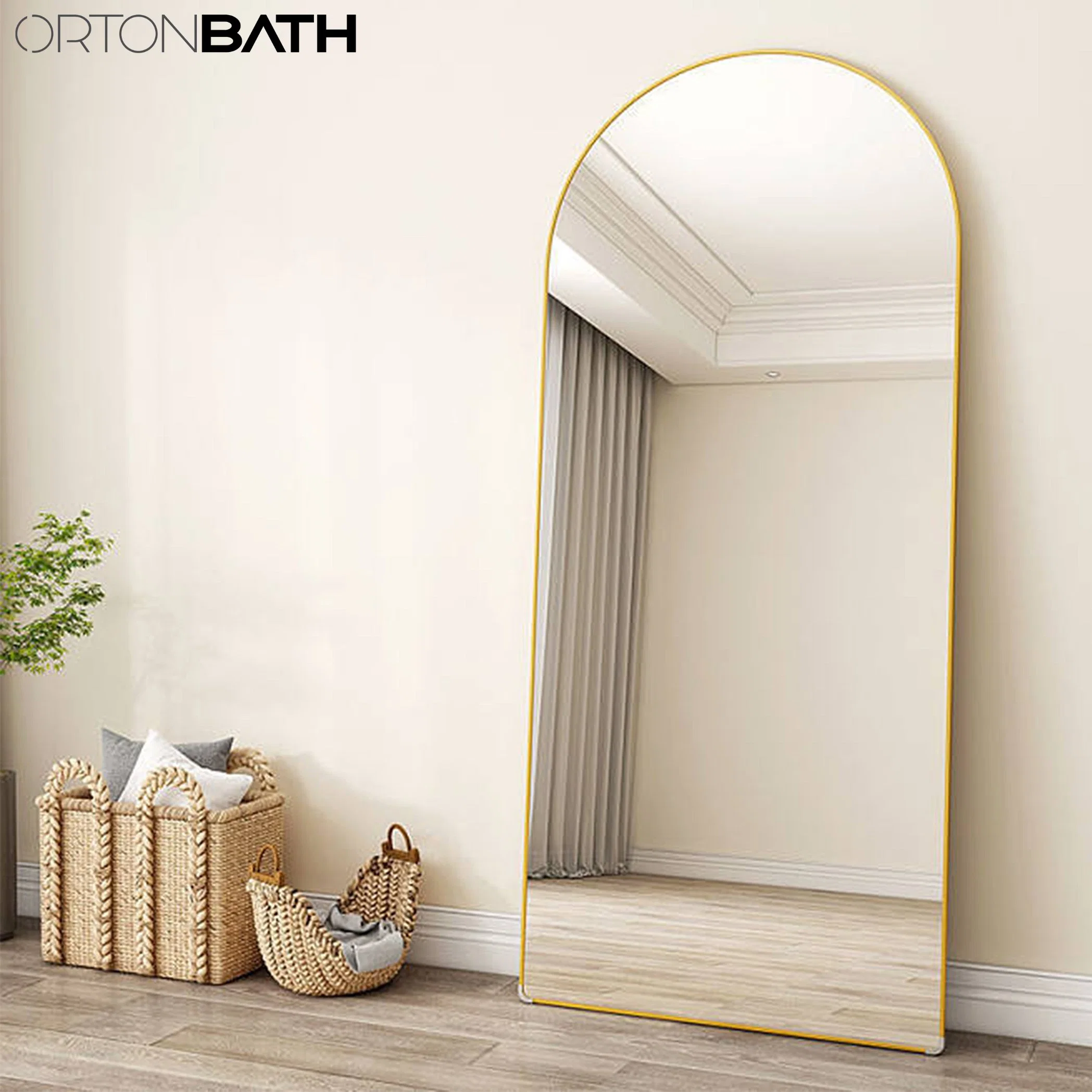 Ortonbath Full Length Floor Standing Mirror 65"× 22" напольное зеркало, зеркало с гладким лучом, большое зеркало с золотистым металлическим каркаем