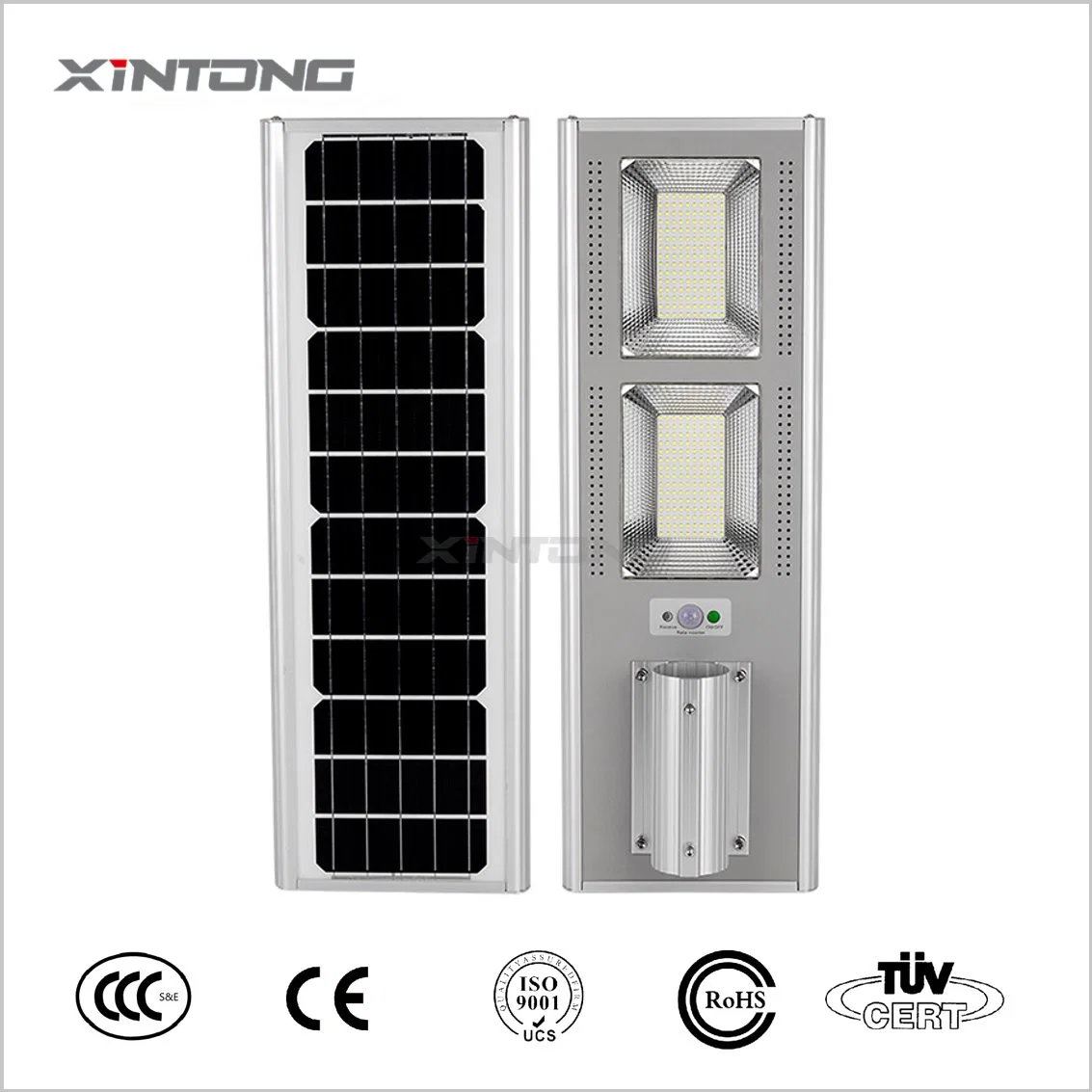 AC 100W Intelligente Solar-LED-Straßenbeleuchtung mit Lithium-Batterie LED Solar-Straßenleuchte mit Pole