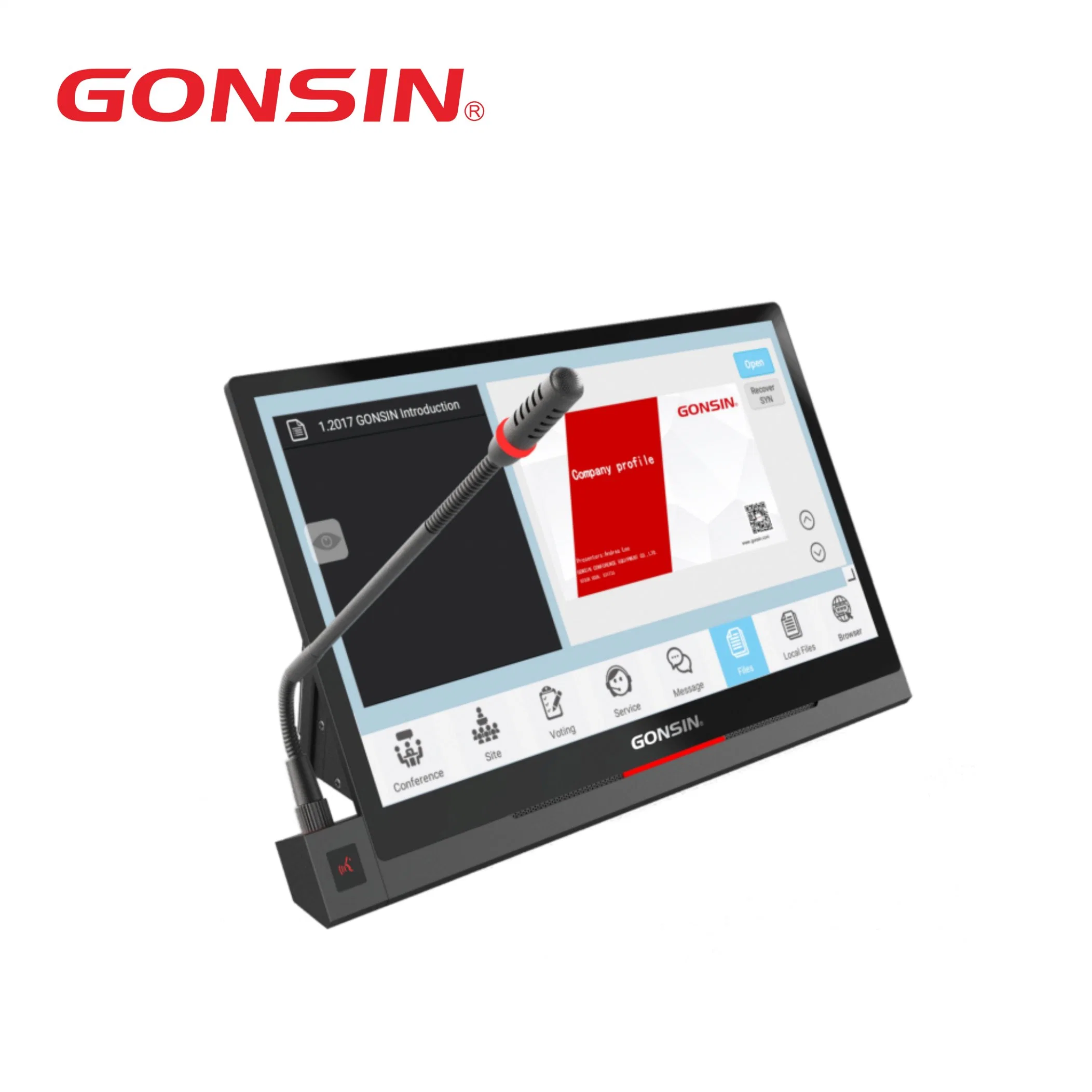 Gonsin Dual Screen Touch Control Monitor Lift LCD Lift for Meeting Room Paperless Conference System with Built-in High Speed CPU