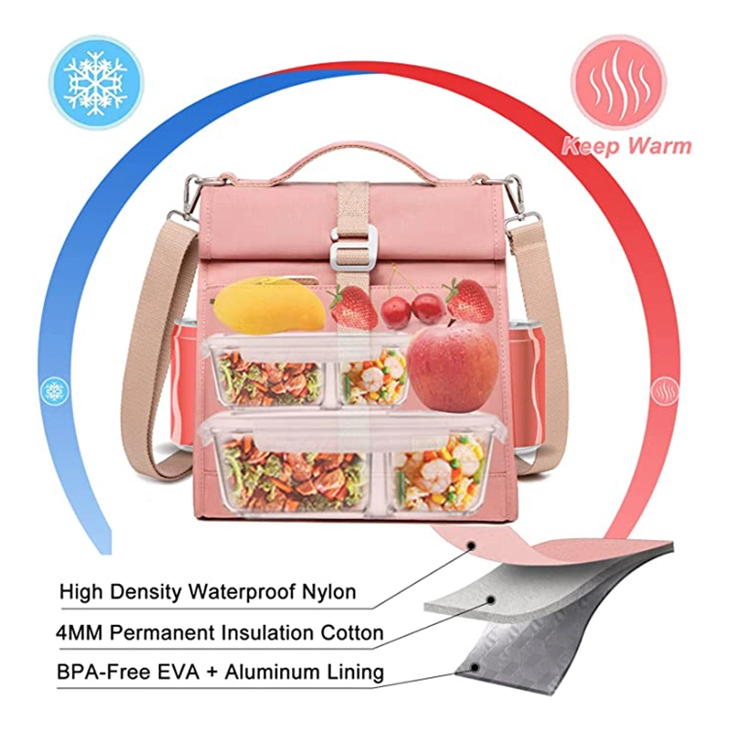 Small Portable Adjustable Outdoor Insulated Lunch Picnic Bag Box Women