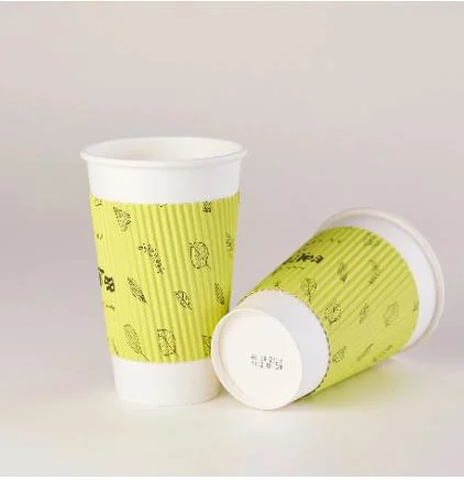 Aqueous Coated Compostable Ripple Double Single Wall Disposable Paper Cups
