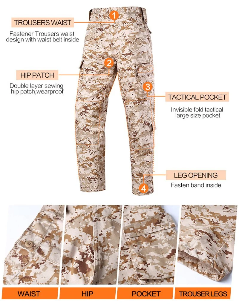 Desert Battle Dress Uniform Combat Defense Force Factory personalizada por atacado Caça Tática Digital Camouflage RIP - Stop Dbdu Training CS Game Uniform