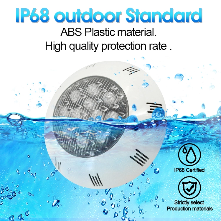 IP68 Rate 6W 9W 12W 18W ABS Plastic Warmwhite White RGB Effect Lights Swimming Pool