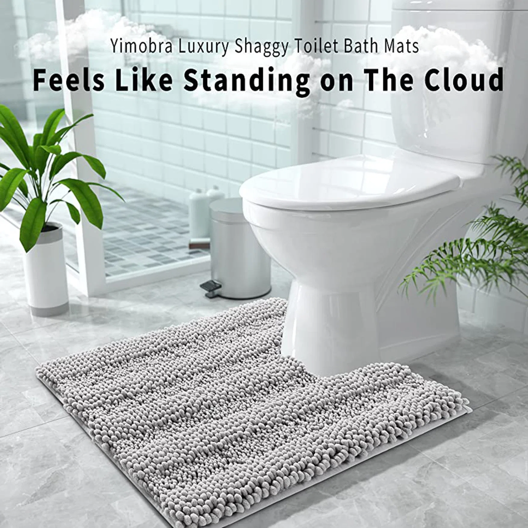 Commode Contour Rug Soft and Comfortable Super Water Absorption for Bathroom Memory Foam Toilet Bath Mat U-Shaped