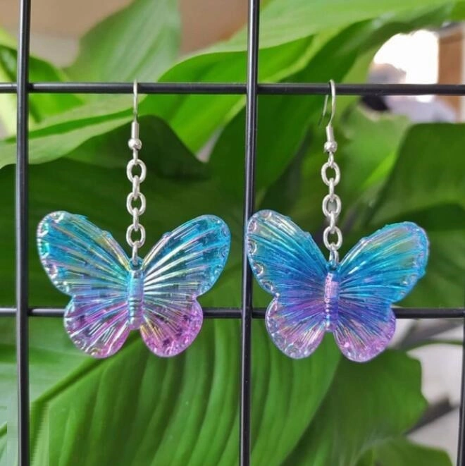 Wholesale/Supplier Jewelry Gifts Butter-Fly Big Statement Drop Earrings Women Girls Cute Animal Hanging Transparent Resin Earrings