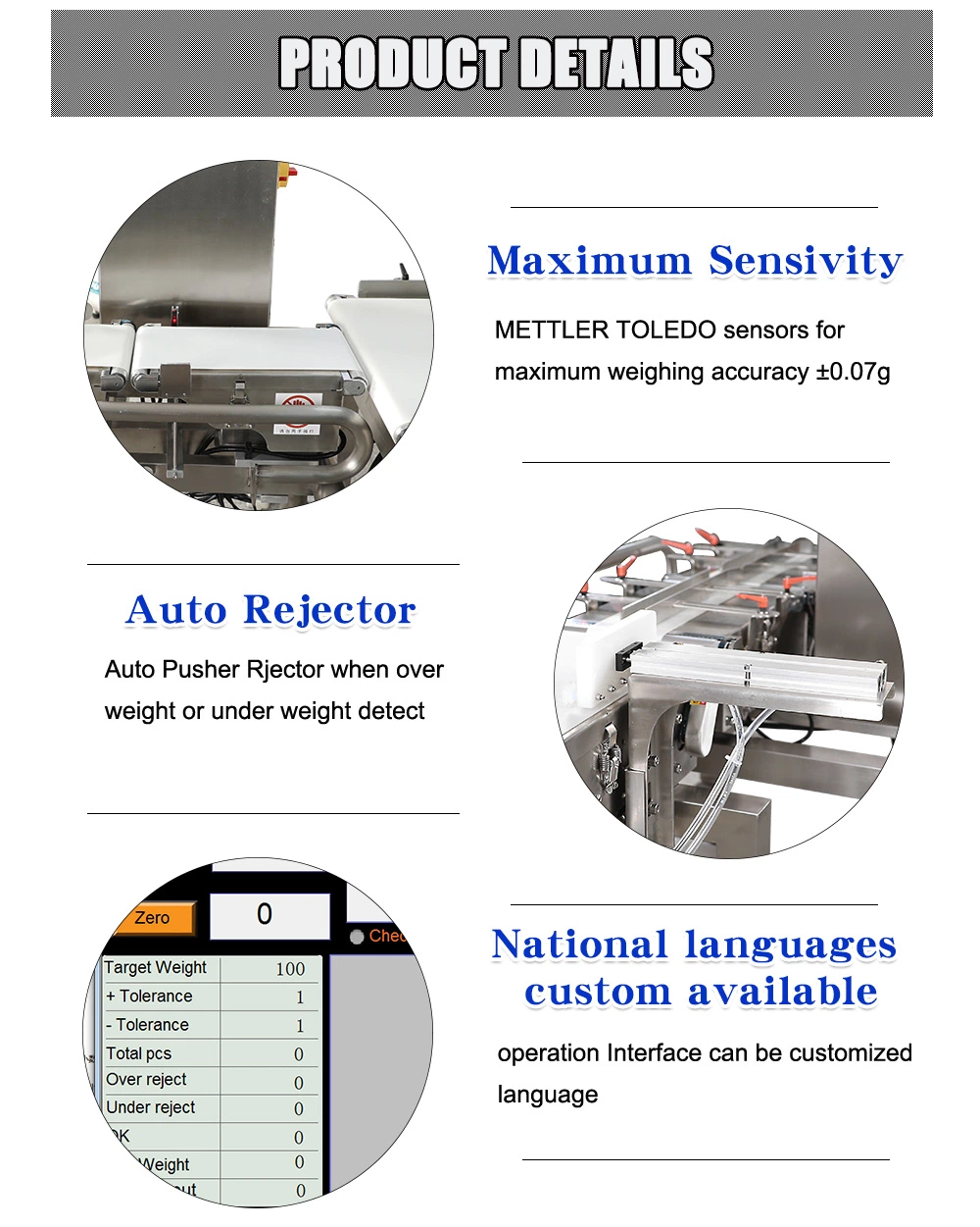 in-Motion Weight Check Machine with Hbm Load Cell