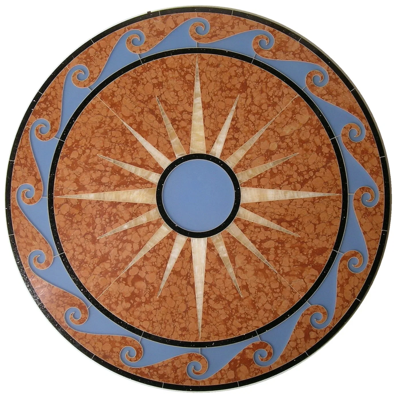 Custom-Made Architectural Natural Marble with Honey Onyx Waterjet Medallion Flooring Tile