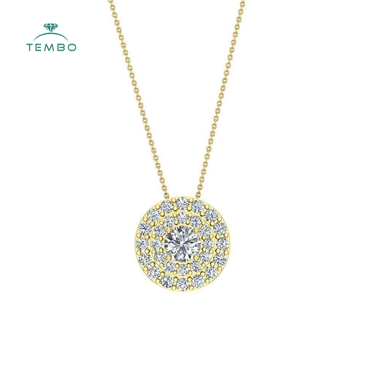 Tembo Gems Round H Si2 Laboratorio de cultivo de diamantes CVD con 14K Collar de Joyas de Moda de Oro Blanco sólido para mujeres