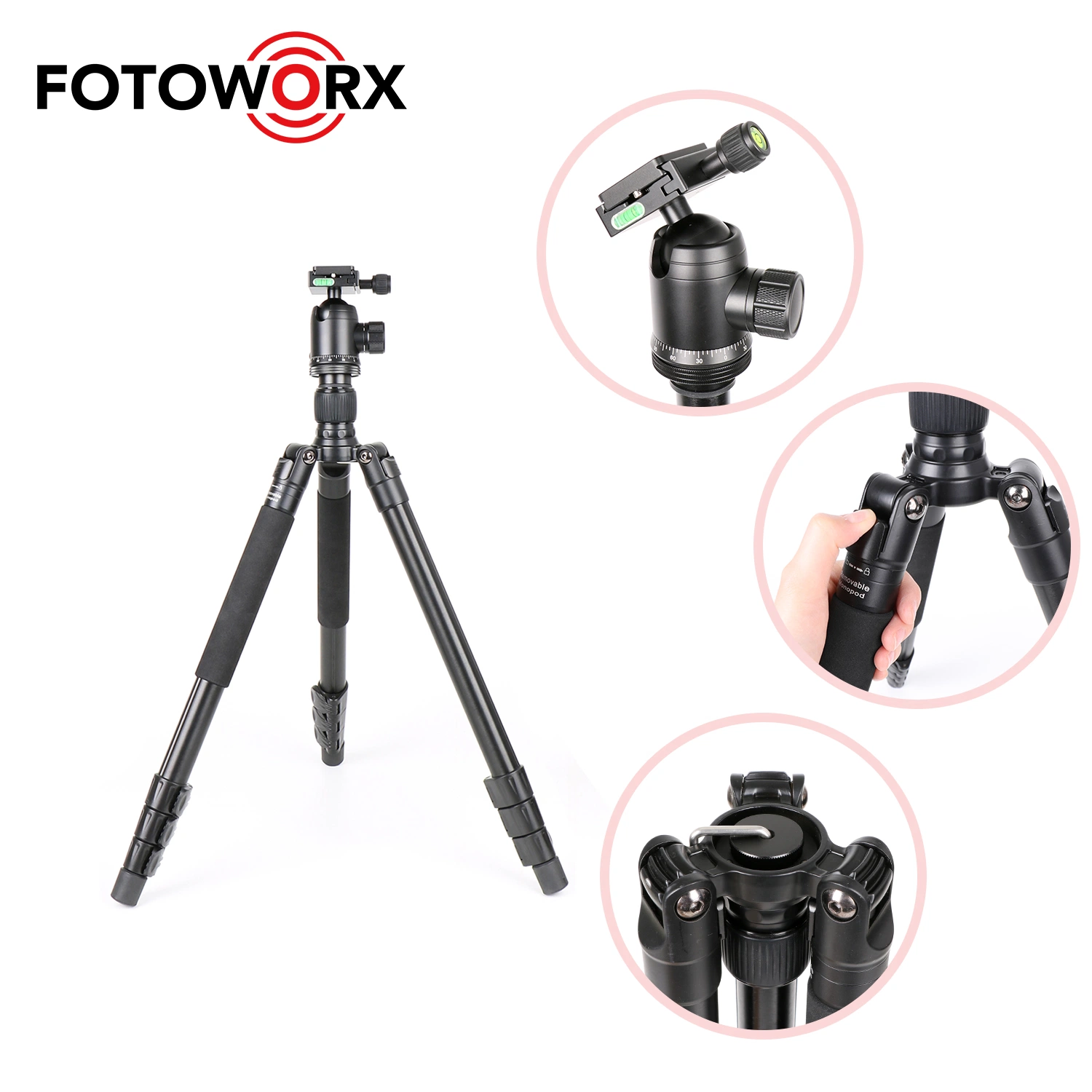 Fotoworx Aluminum Alloy Camera Tripod for DSLR Digital Camera