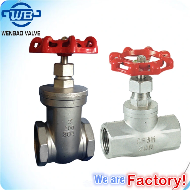 Female Screwed CF8m Globe Valve 11/4" 200wog Stainless Steel Gate Valve 1-1/2" CF8m 200psi Check Valve