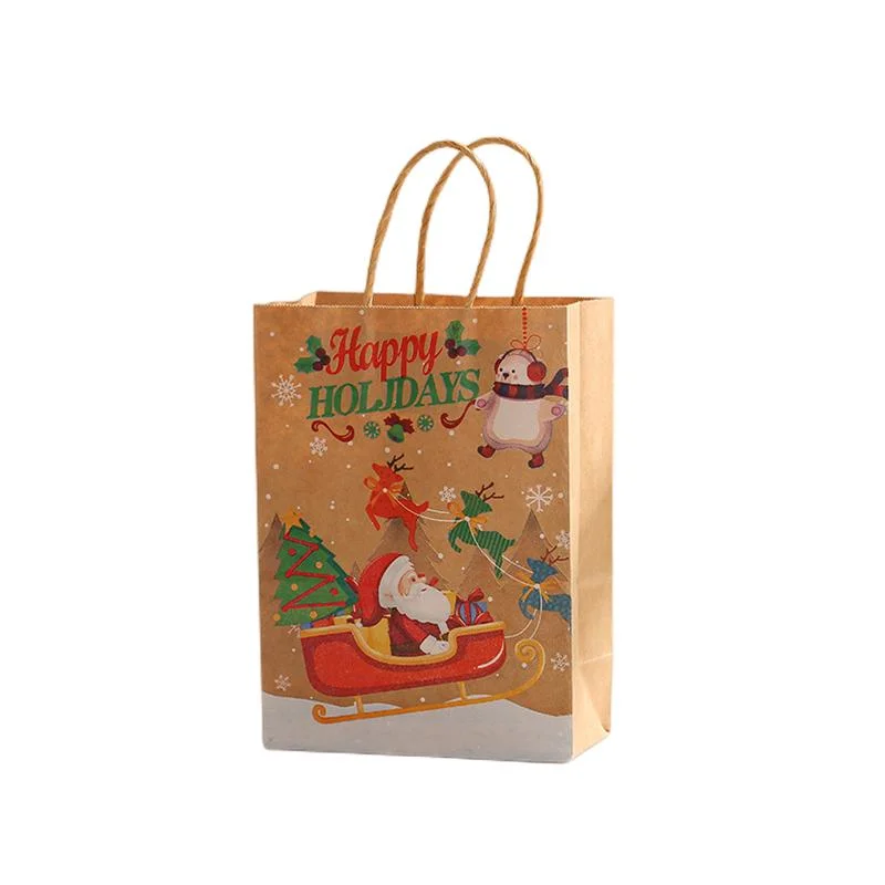 Importer 110g Sac en papier Kraft Sac de magasinage Sacs de Noël existants pour la promotion des cadeaux